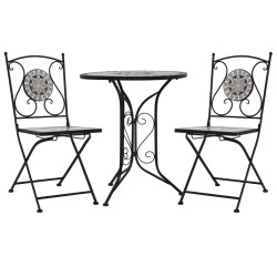 3 Pcs conjunto bistro em mosaico azulejos de cerâmica cinzento