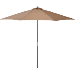 Chapéu de Sol de Jardim Ø300x250 cm com Sistema de Poleia Teto Ventilado e Mastro Desmontável de Madeira Caqui