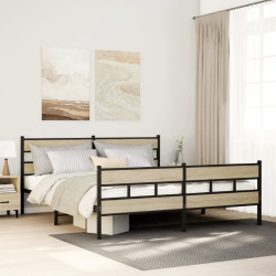 Estrutura de cama sem colchão 183x213cm metal carvalho sonoma