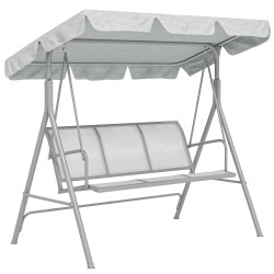 Baloiço Jardim de 3 Lugares com Toldo Ajustável Encosto Respirável e Estrutura de Metal Carga 240kg 171x108x154cm Cinza