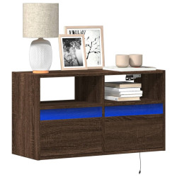 Móvel de parede p/ TV c/ luzes LED 80x31x45cm carvalho castanho