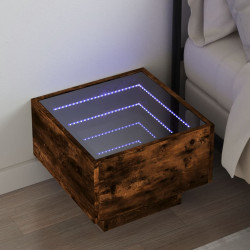 Mesa de cabeceira c/ LED infinity 40x40x30 cm carvalho fumado