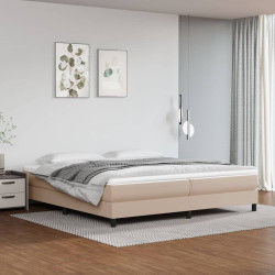 Estrutura de cama com molas 200x200 cm couro artificial cappuccino