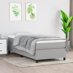 Estrutura de cama com molas 100x200 cm tecido cinzento-claro