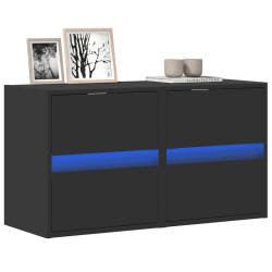 Móveis de parede p/ TV com luzes LED 2 pcs 41x31x45 cm preto