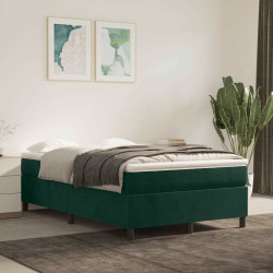 Estrutura de cama com molas 120x200 cm veludo verde-escuro