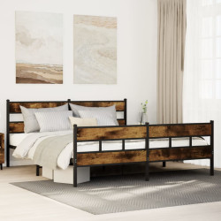 Estrutura de cama sem colchão 183x213cm metal carvalho fumado