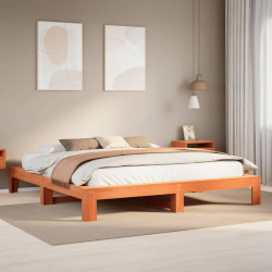 Cama sem colchão 200x200 cm pinho maciço castanho-mel