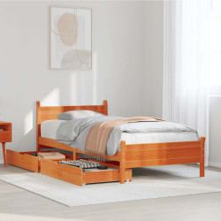 Cama sem colchão 100x200 cm pinho maciço castanho-mel