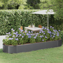 Canteiro elevado jardim 322x100x36 aço galvanizado antracite