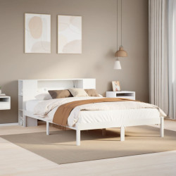 Cama com estante sem colchão 135x190 cm pinho maciço branco