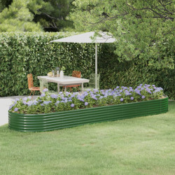 Canteiro elevado jardim 396x100x36 cm aço galvanizado verde
