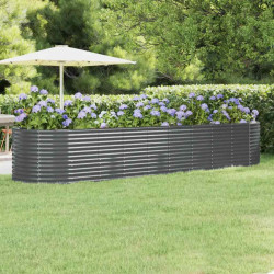 Canteiro elevado jardim 396x100x68 aço galvanizado antracite