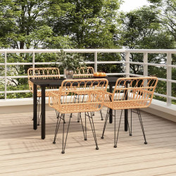 5 Pcs conjunto de jantar p/ jardim vime PE