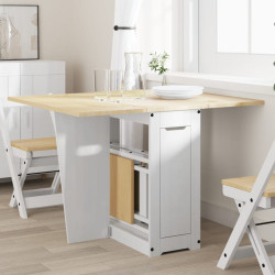 Mesa de jantar dobrável corona madeira de pinho maciça branco