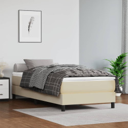 Estrutura de cama com molas 80x200 cm couro artificial cor creme