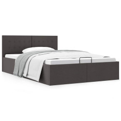 Cama hidráulica c/ arrumação 140x200cm tecido cinzento-escuro