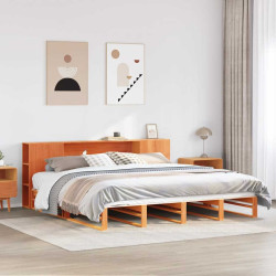 Cama sem colchão 200x200 cm madeira maciça castanho-mel