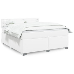 Cama com molas/colchão 180x200 cm couro artificial branco