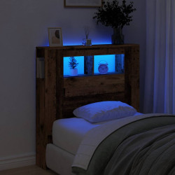 Cabeceira c/ leds 100x18,5x103,5cm deriv. madeira madeira velha