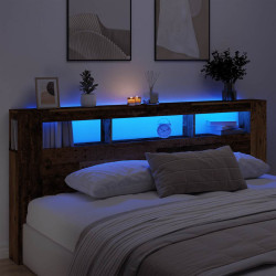 Cabeceira c/ leds 220x18,5x103,5cm deriv. madeira madeira velha