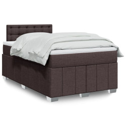 Cama boxspring com colchão 120x190 cm tecido castanho-escuro