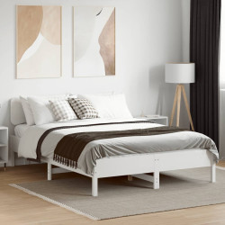 Cama sem colchão 150x200 cm madeira de pinho maciça branco