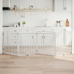 Portão p/ cães com porta dobrável 4 painéis 320 cm álamo branco