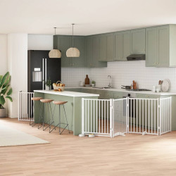 Portão p/ cães com porta dobrável 12 painéis 960cm álamo branco