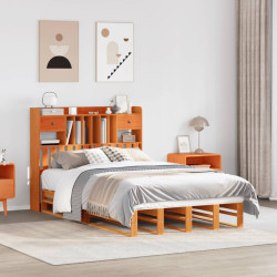 Cama com estante sem colchão 135x190 cm pinho maciço