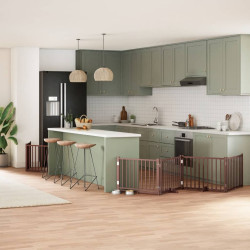 Portão cães c/ porta dobrável 12 painéis 960 cm álamo castanho