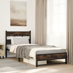 Estrutura de cama sem colchão 100x190 cm metal carvalho fumado