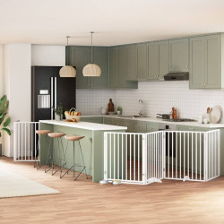 Portão p/ cães com porta dobrável 12 painéis 960cm álamo branco