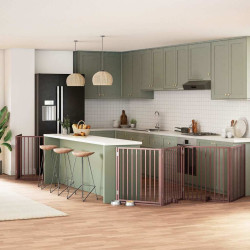 Portão cães c/ porta dobrável 8 painéis 640 cm álamo castanho