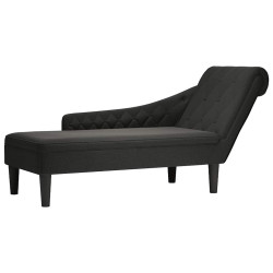 Chaise lounge c/ almofada/apoio de braços direito tecido preto