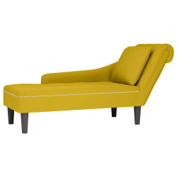 Chaise lounge c/almofada/apoio de braços direito veludo amarelo
