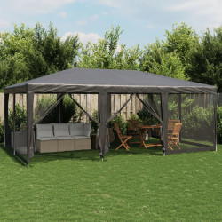 Tenda p/ festas 10 paredes laterais malha 6x4 m pead antracite