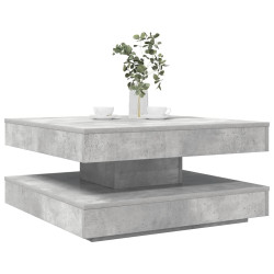Mesa de centro rotativa a 360 graus 70x70x34,5 cm cinza cimento