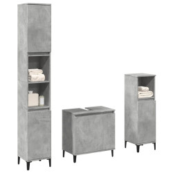 3 Pcs conj. móveis casa banho derivados madeira cinza cimento