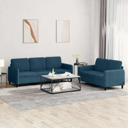 2 Pcs conjunto de sofás veludo azul