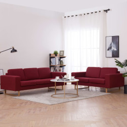 2 Pcs conjunto de sofás tecido vermelho tinto