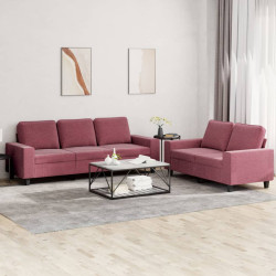 2 Pcs conjunto de sofás tecido vermelho-tinto