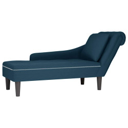 Chaise lounge c/ almofada/apoio de braços direito veludo azul