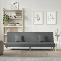Sofá-cama tecido cinzento-escuro