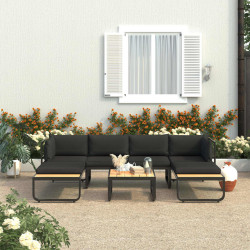 Sofás de canto para jardim com almofadões 4 pcs alumínio e wpc