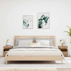 Mesas cabeceira c/luzes LED 2pc 40x39x48,5cm carvalho artisiano
