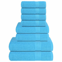 8Pcs conjunto de toalhas frogn 360 g/m² turquesa