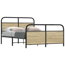 Estrutura de cama sem colchão 137x190 cm metal carvalho sonoma