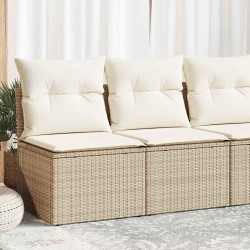 2 Pcs conj. sofás p/ jardim c/ almofadões vime PE/acácia bege