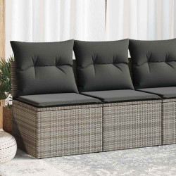 2 Pcs conjunto sofás jardim almofadões vime PE/acácia cinzento